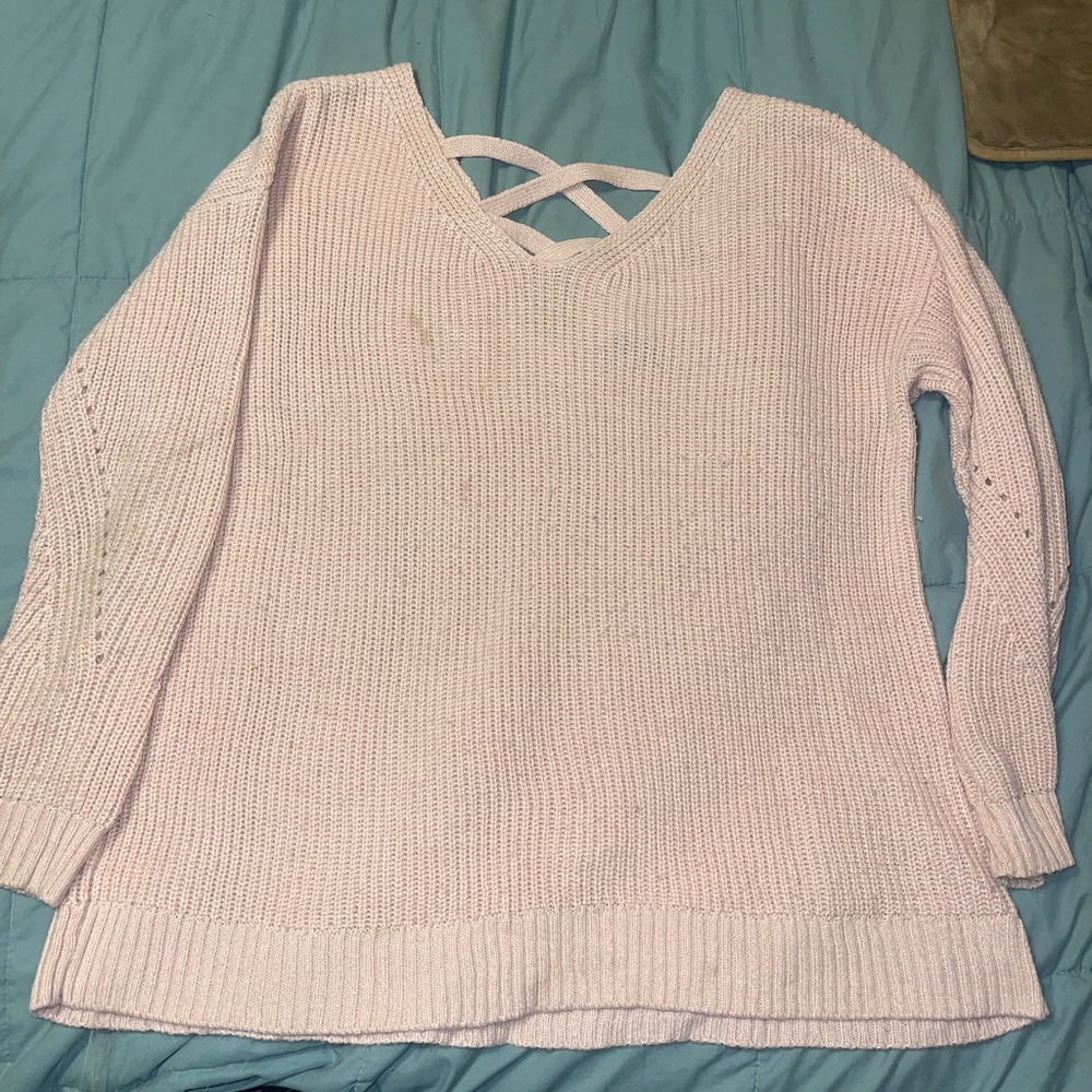 Women's Pink Sweater with Crisscross Back